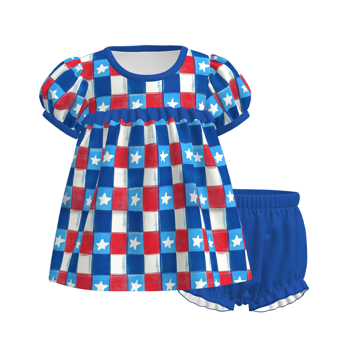 (Pre Order)Sisters Patriotic Print Dress&Bloomer Set