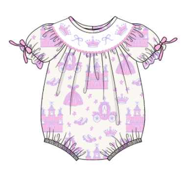 (Pre Order)Sisters Spring and Summer Princess Embroidery Smocked Dress,Romper&Set