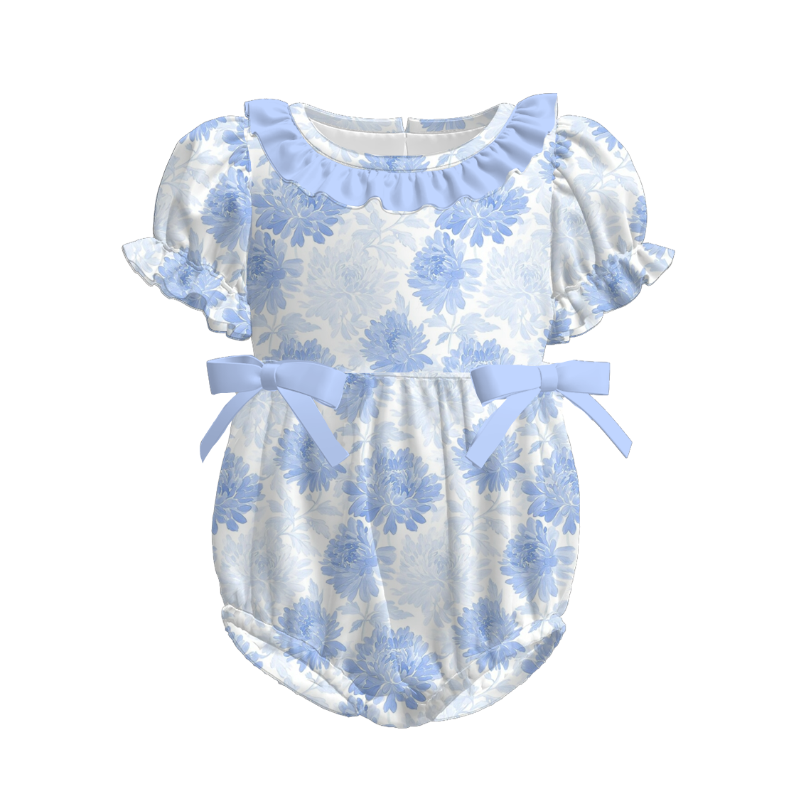 (Pre Order)Mommy and Me Summer Light Blue Floral Print MAXI Dress,Set&Romper