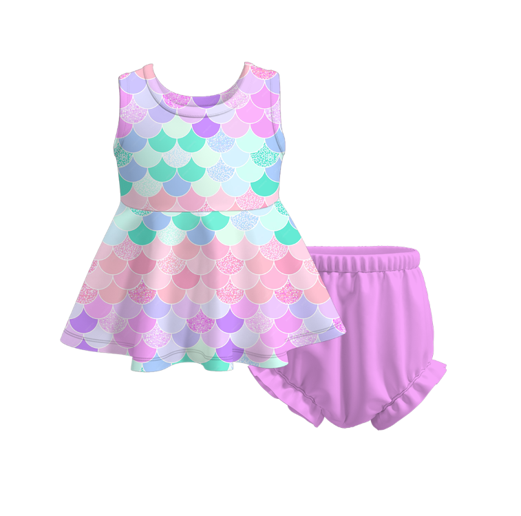 (Pre Order)Girls Spring and Summer Fruit Print Bloomer Set