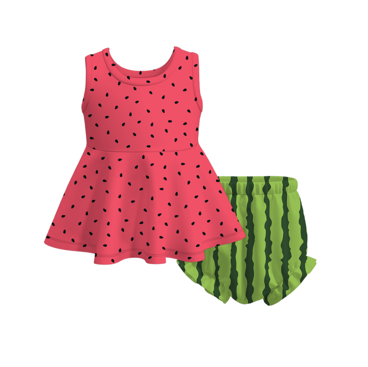 (Pre Order)Girls Spring and Summer Fruit Print Bloomer Set