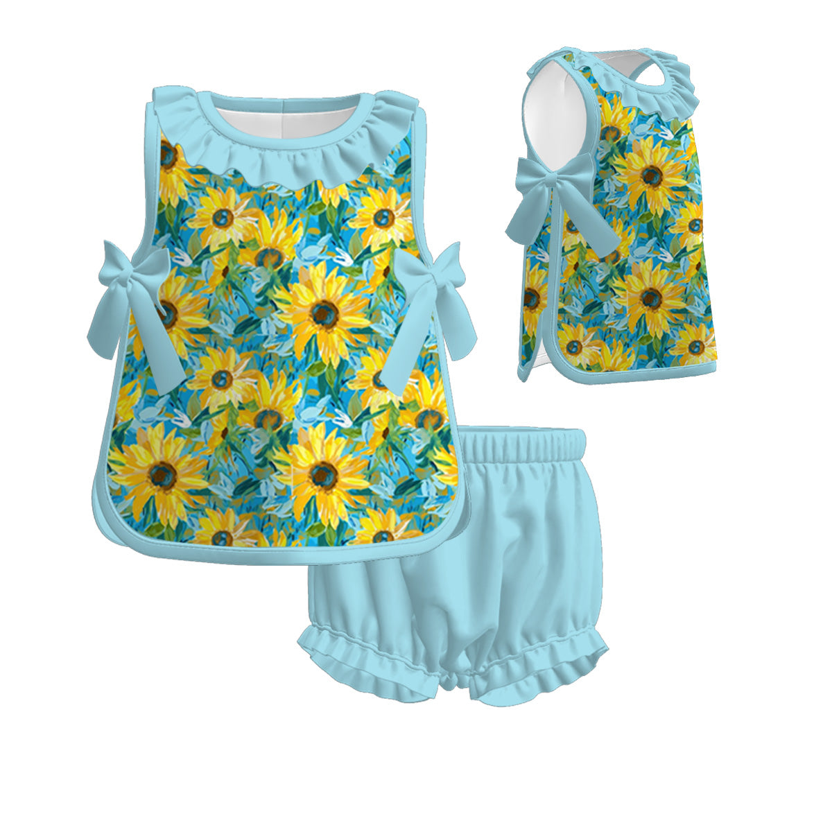 (Pre Order)Girls Spring and Summer Floral&Fruit Print Bloomer Set
