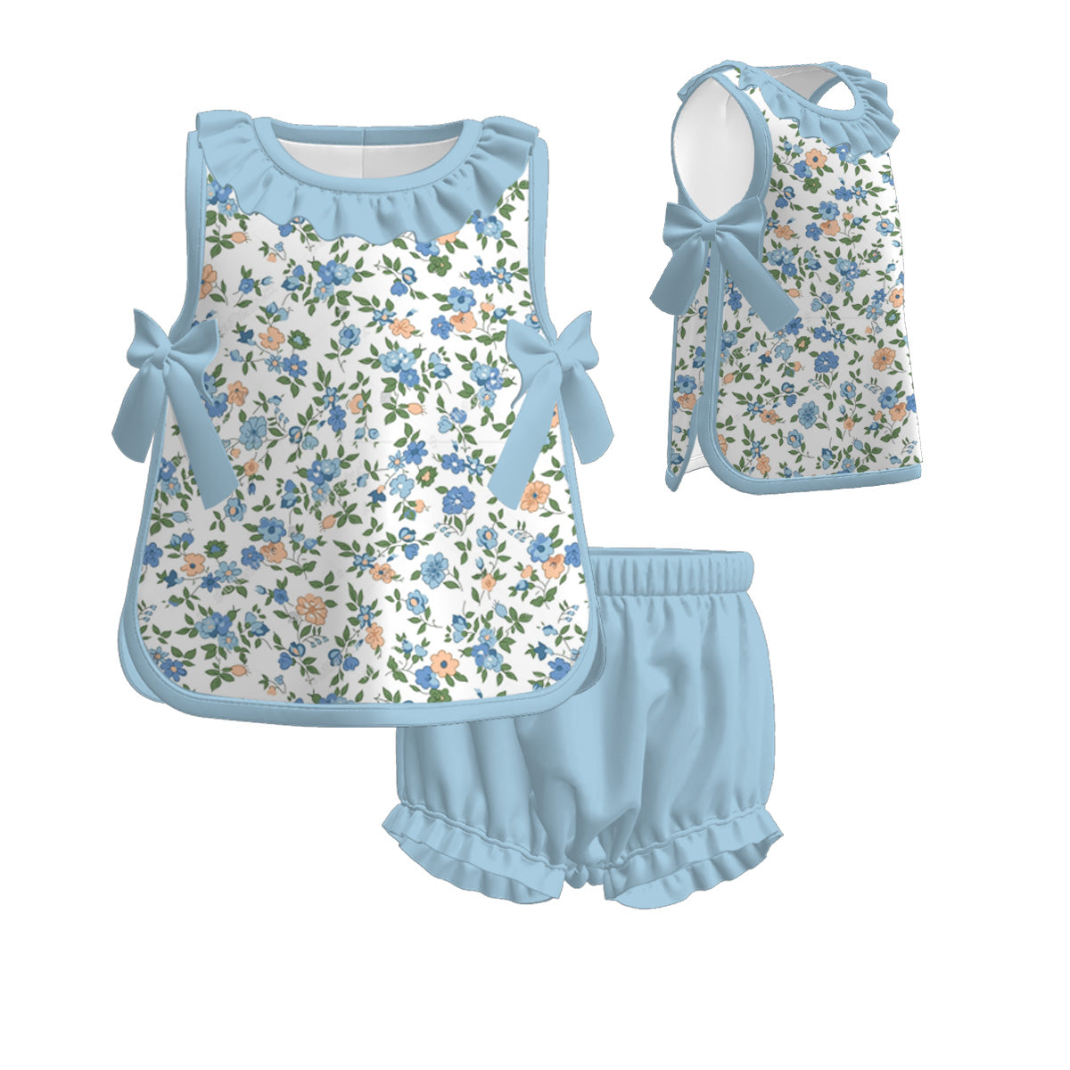 (Pre Order)Girls Spring and Summer Floral&Fruit Print Bloomer Set