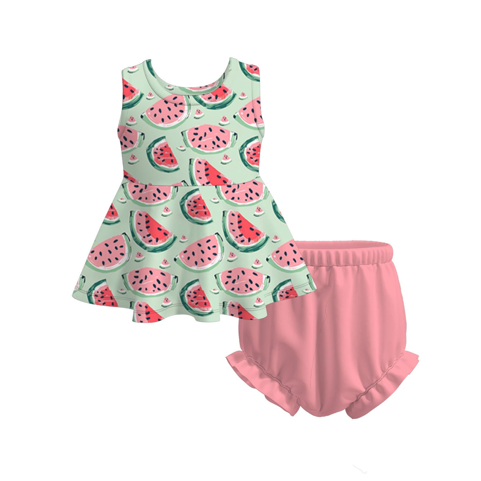(Pre Order)Girls Spring and Summer Fruit Print Bloomer Set