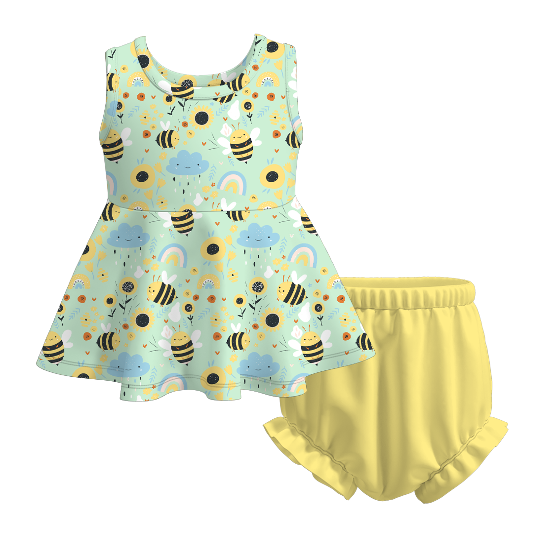 (Pre Order)Girls Spring and Summer Fruit Print Bloomer Set
