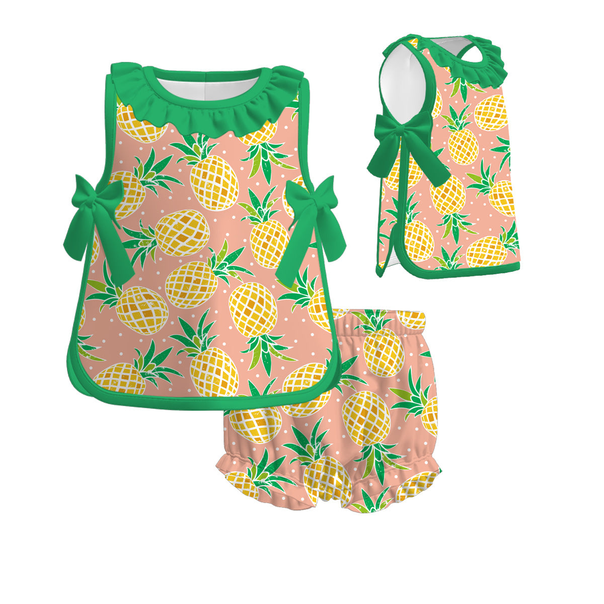 (Pre Order)Girls Spring and Summer Floral&Fruit Print Bloomer Set