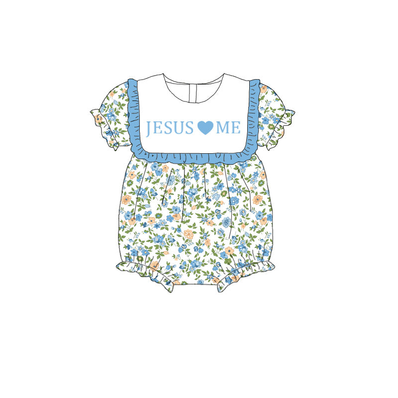 (Pre Order)Sibling Summer JESUS♥ME Embroidery Smocked Dress,Romper&Shorts Set