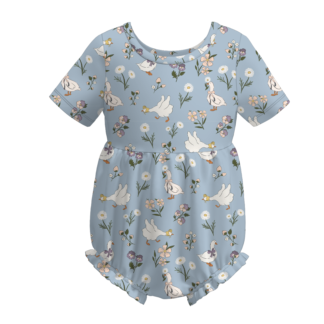 (Pre Order)Toddler Girls Summer Bow&Floral Print Romper
