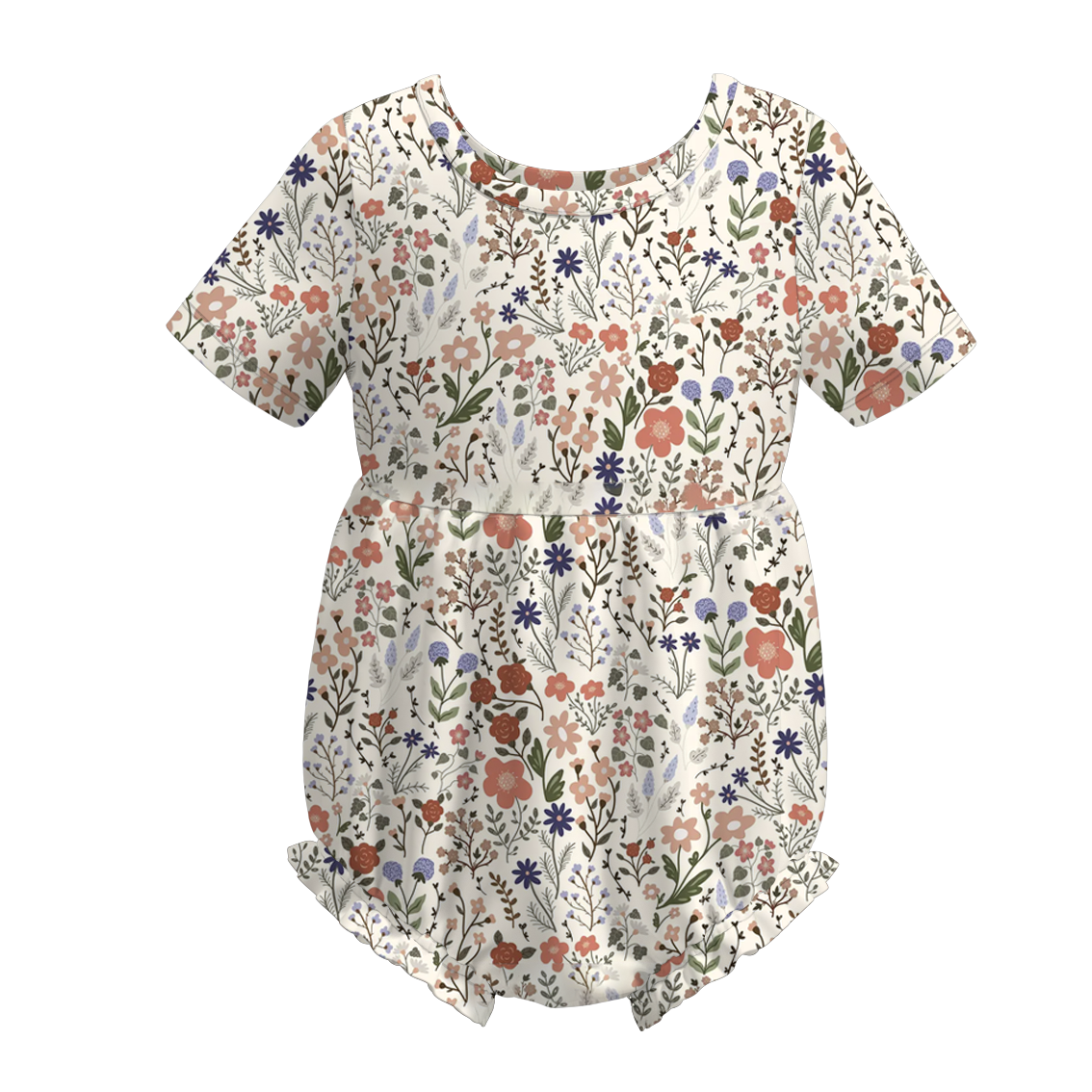 (Pre Order)Toddler Girls Summer Bow&Floral Print Romper