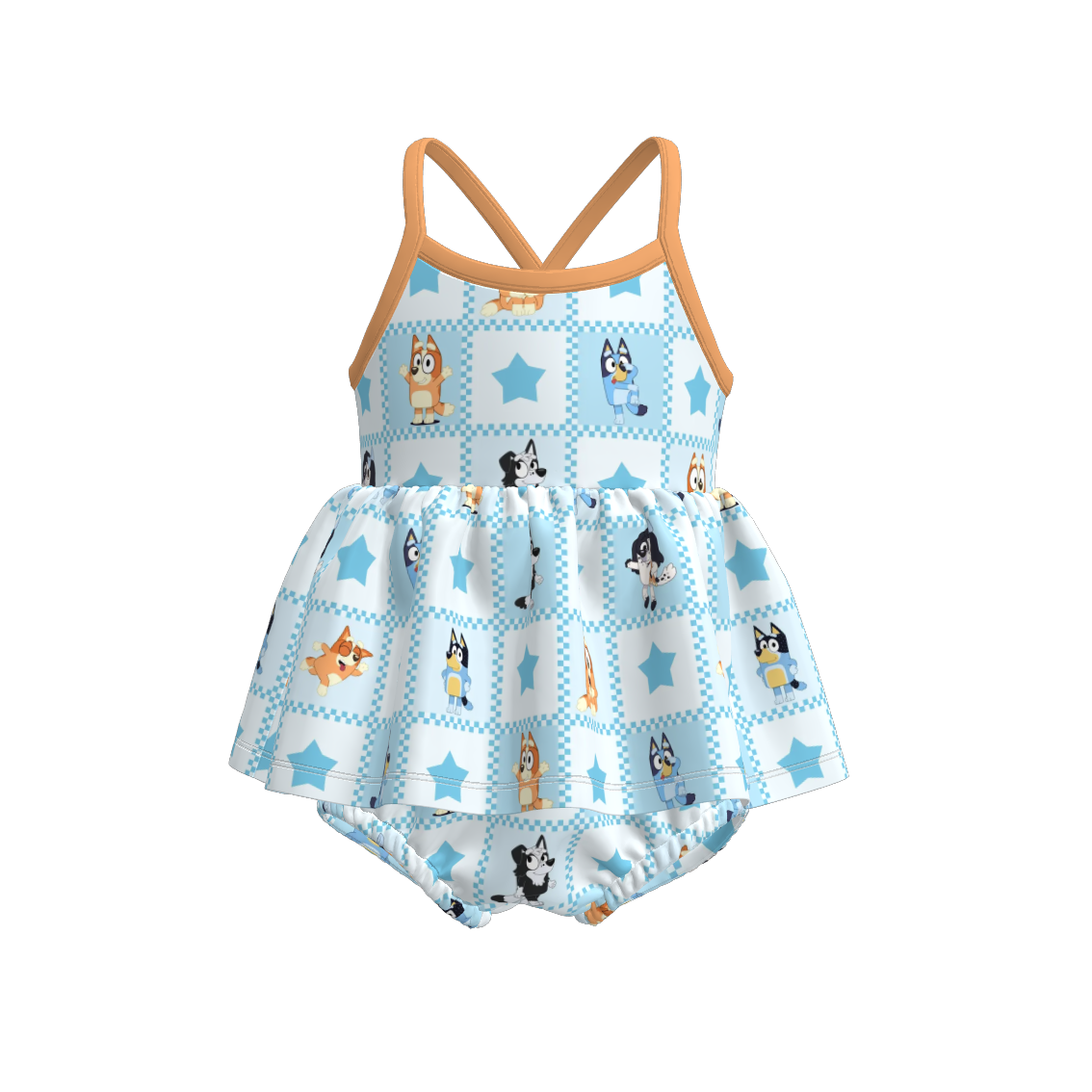 (Pre Order)Family Spring&Summer Cartoon Print Dress,Top&Romper