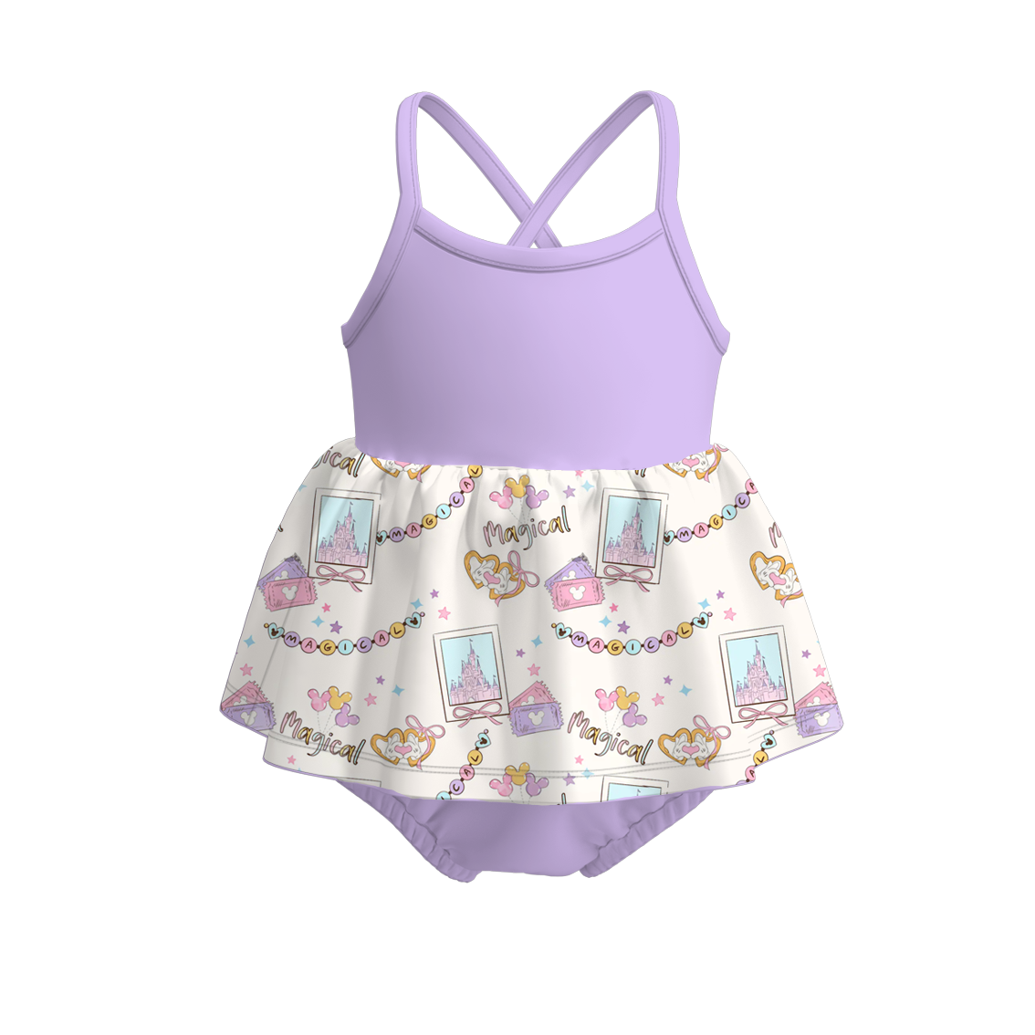 (Pre Order)Family Spring&Summer Cartoon Print Dress,Set,Top&Romper