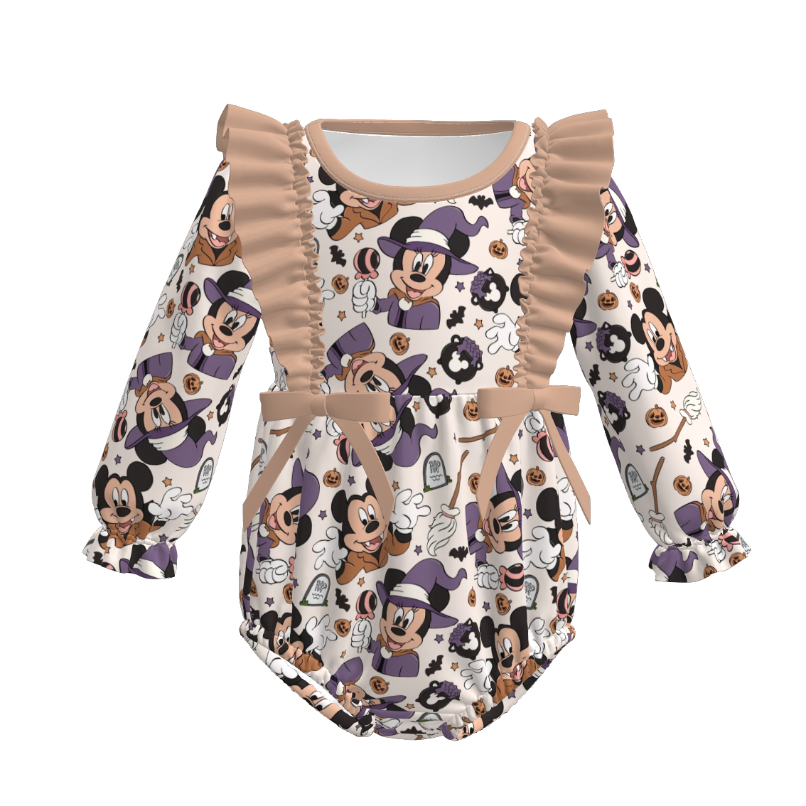 (Pre Order)Family Halloween Cartoon Print Dress,Top&Romper
