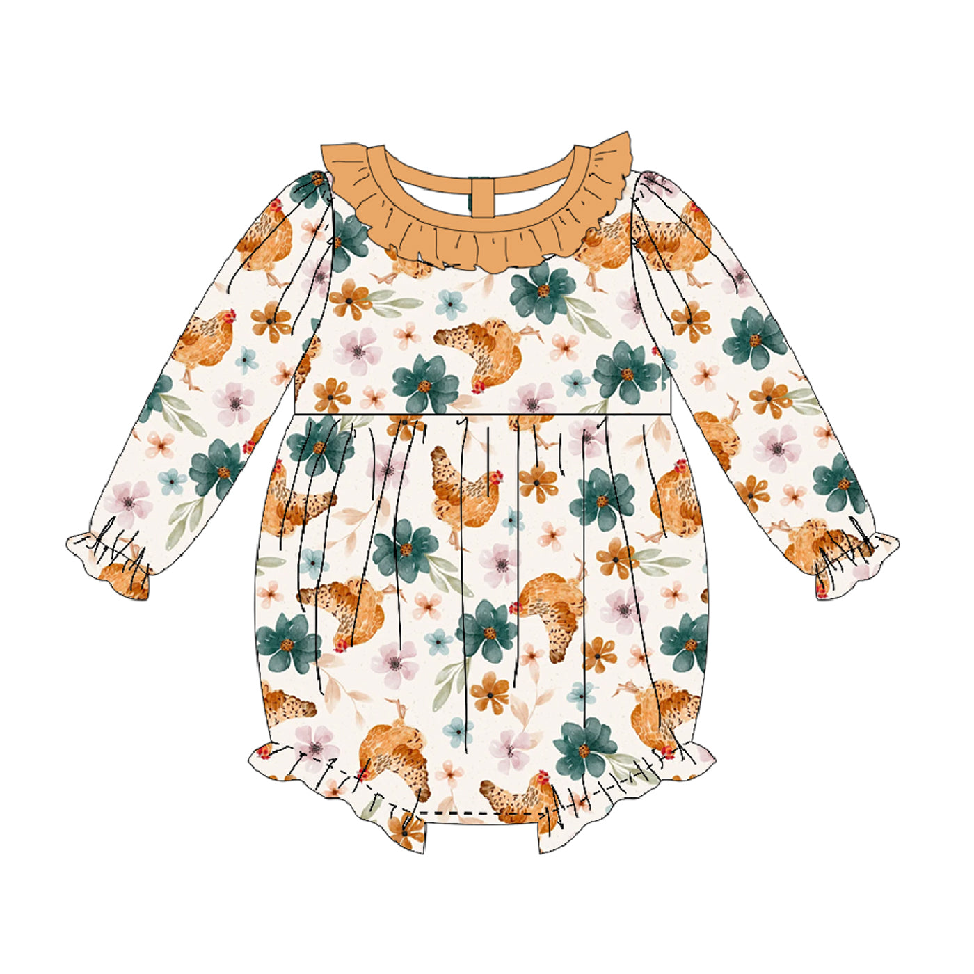 (Pre Order)Family Fall Chick Print Dress,Set&Romper