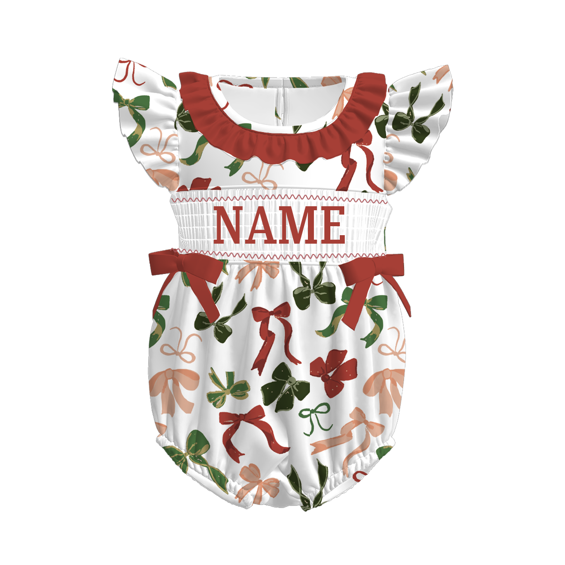 (Pre Order)Sisters Christmas Embroidery Smocked Dress&Romper
