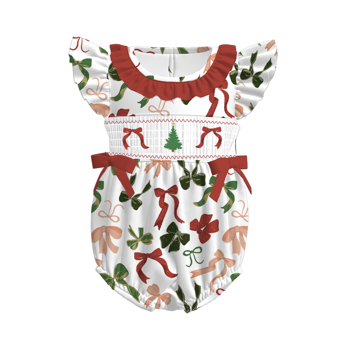 (Pre Order)Sisters Christmas Embroidery Smocked Dress&Romper