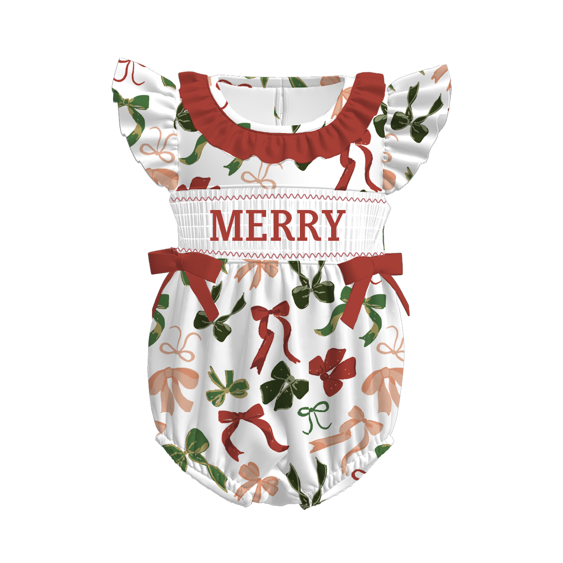 (Pre Order)Sisters Christmas Embroidery Smocked Dress&Romper