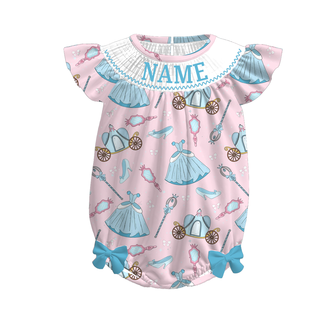(Pre Order)Toddler Girls Princess Embroidery Smocked Romper