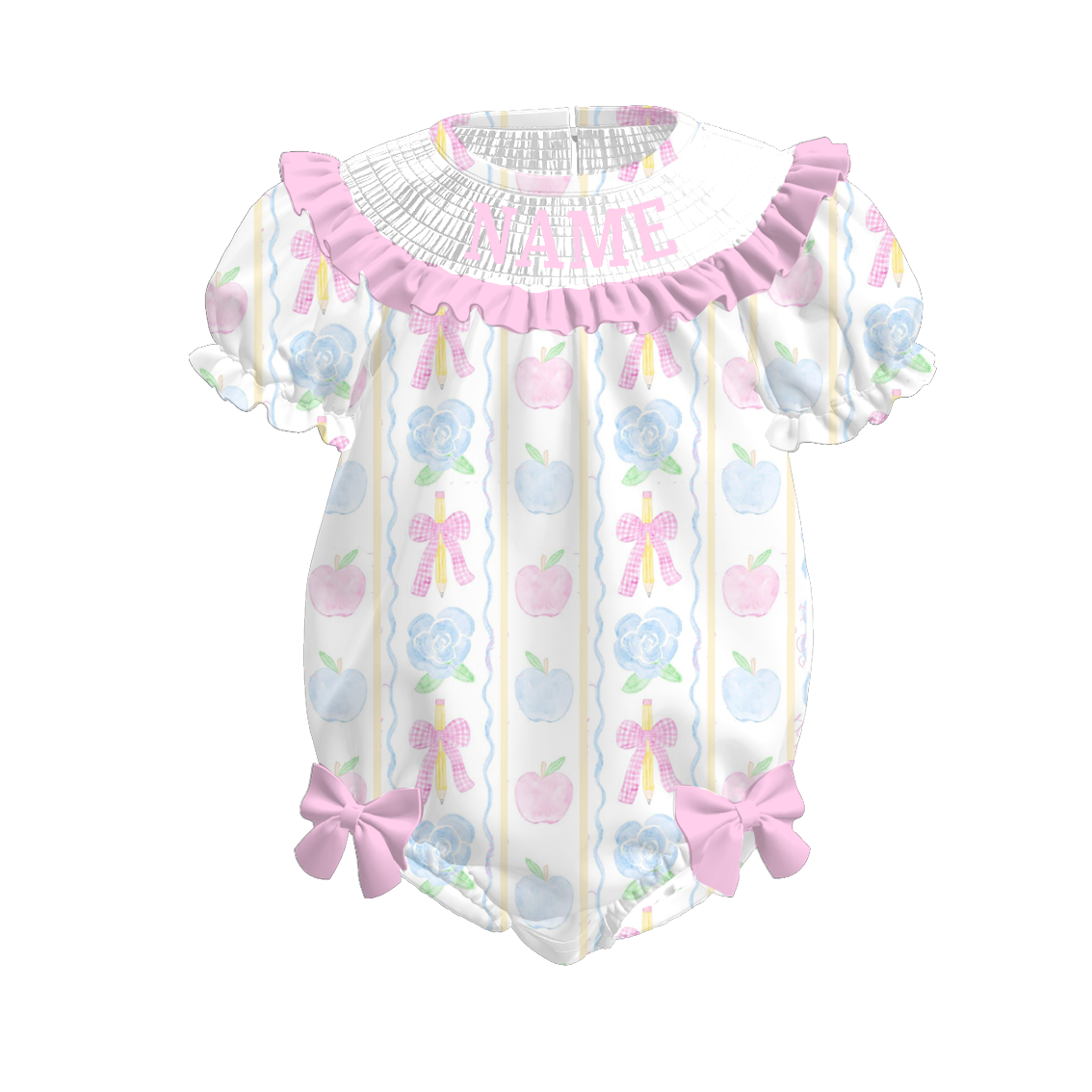 (Pre Order)Family Summer Back To School Embroidery Smocked Dress&Romper