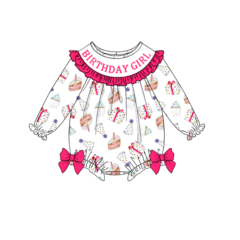 (Pre Order)Sisters Birthday Girl Embroidery Smocked Dress&Romper