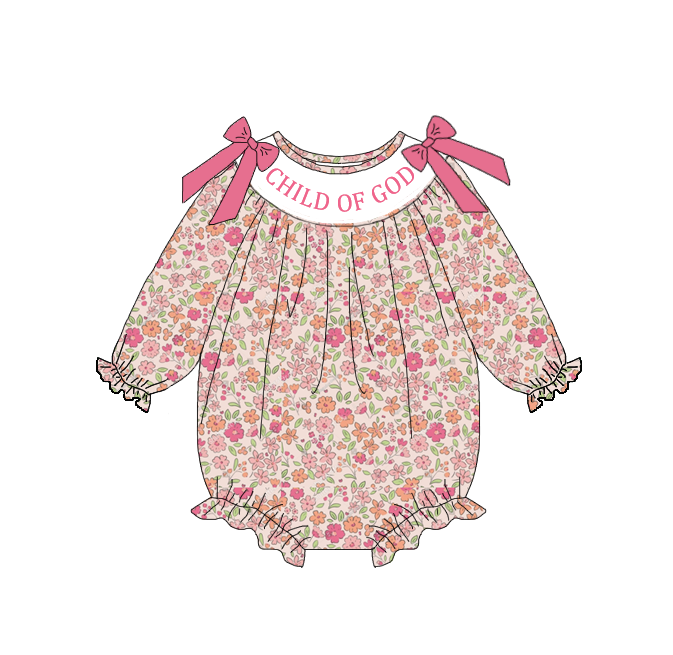 (Pre Order)Sisters Child Of God Embroidery Smocked Dress&Romper
