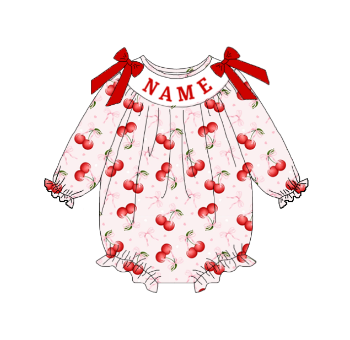(Pre Order)Sisters Cherry Embroidery Smocked Dress&Romper
