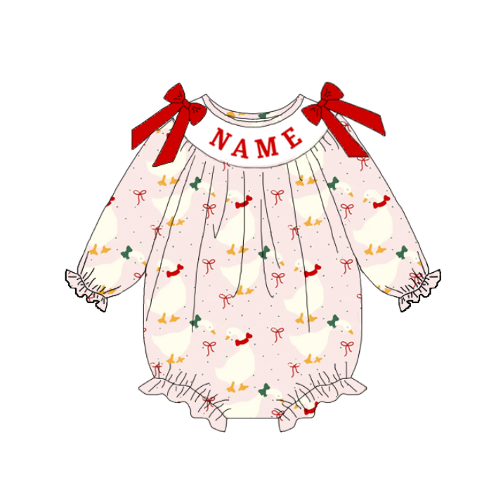 (Pre Order)Sisters Silly Goose Embroidery Smocked Dress&Romper