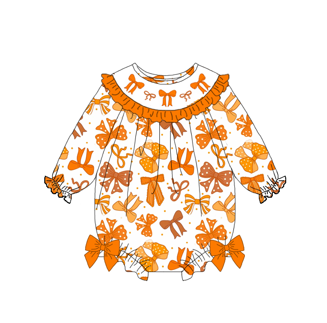 (Pre Order)Sisters Halloween Bow Embroidery Smocked Dress&Romper
