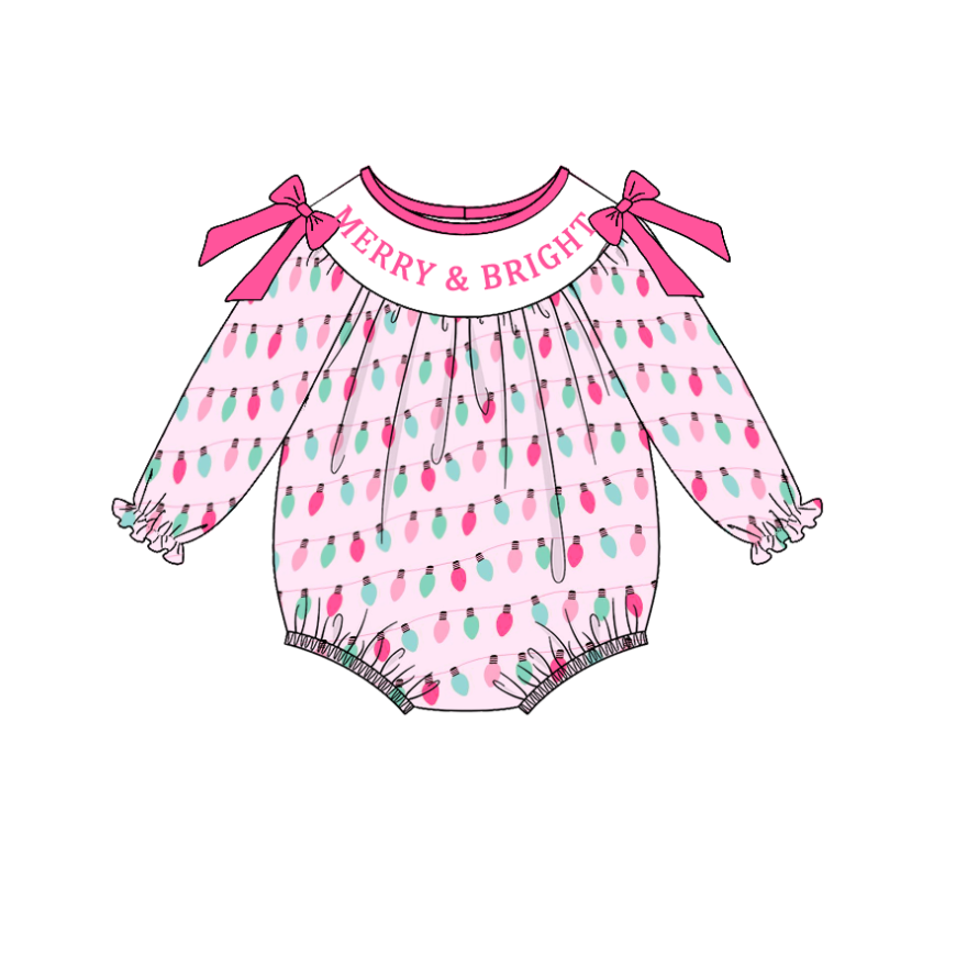 (Pre Order)Sisters Christmas Embroidery Smocked Dress&Romper