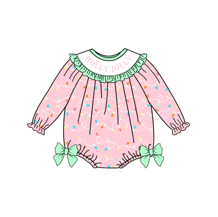 (Pre Order)Sisters Christmas Embroidery Smocked Dress,Set&Romper