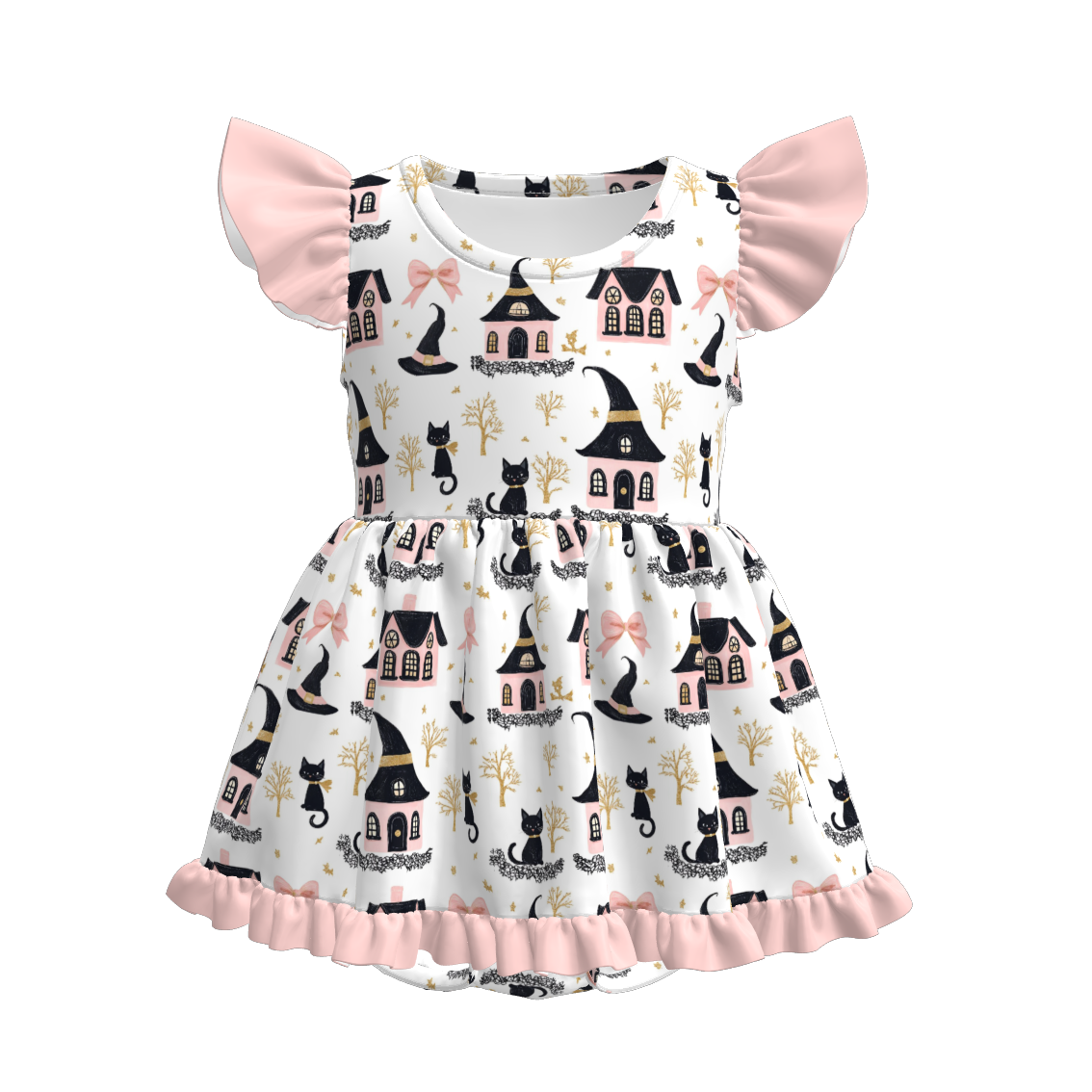 (Pre Order)Family Halloween Witch Print Dress,Set&Romper