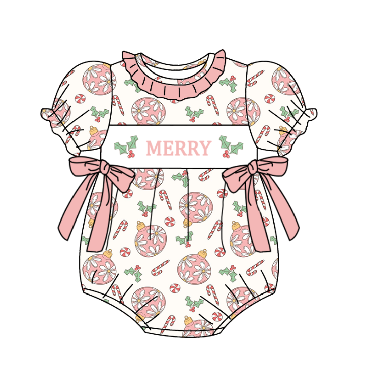 (Pre Order)Sisters Merry Christmas Embroidery Smocked Dress,Pajamas&Romper