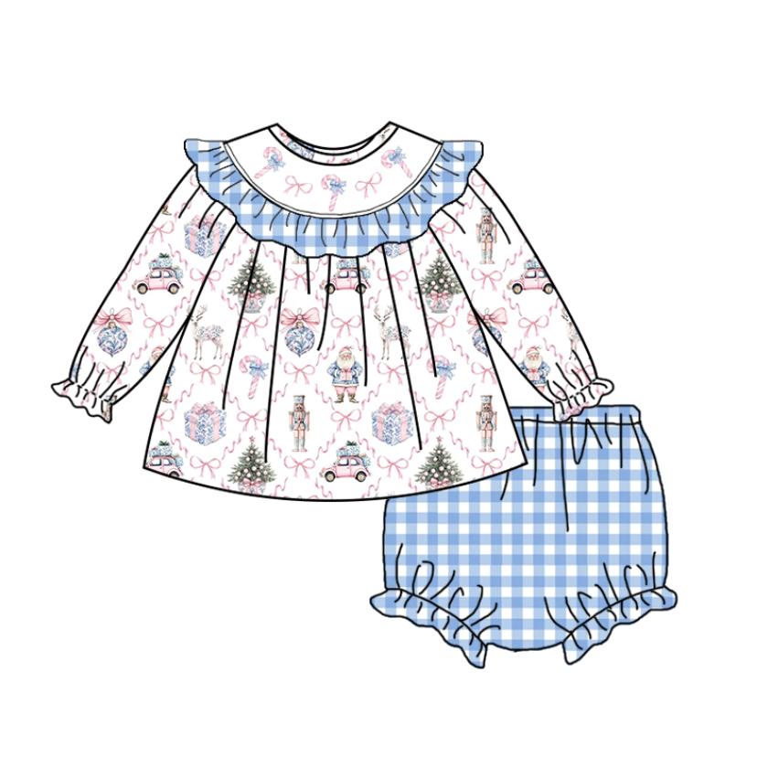 (Pre Order)Sisters Christmas Embroidery Smocked Dress&Romper