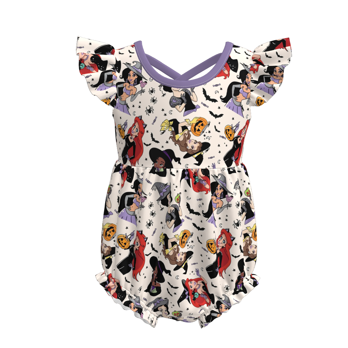 (Pre Order)Sisters Halloween Cartoon Print Dress&Romper