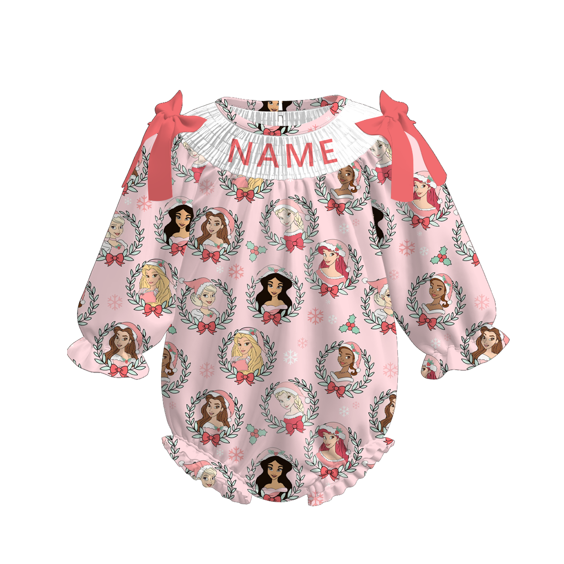 (Pre Order)Sisters Princess Embroidery Smocked Romper