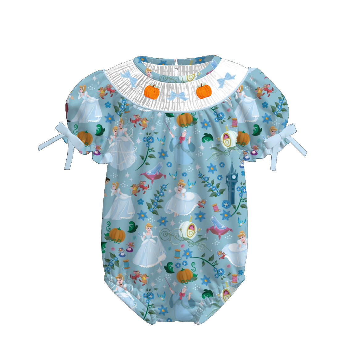 (Pre Order)Sisters Princess Embroidery Smocked Romper