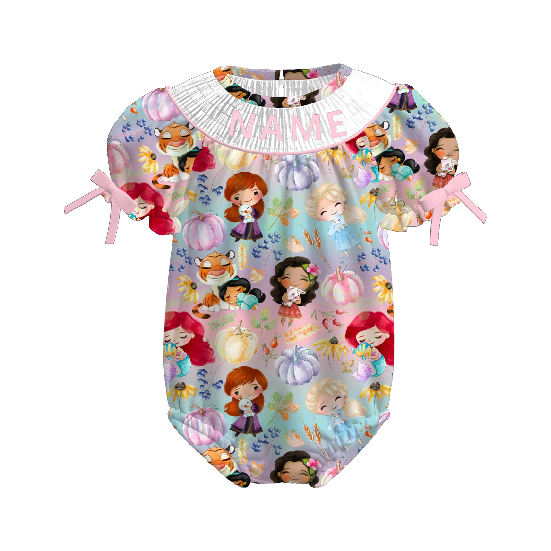 (Pre Order)Sisters Princess Embroidery Smocked Romper