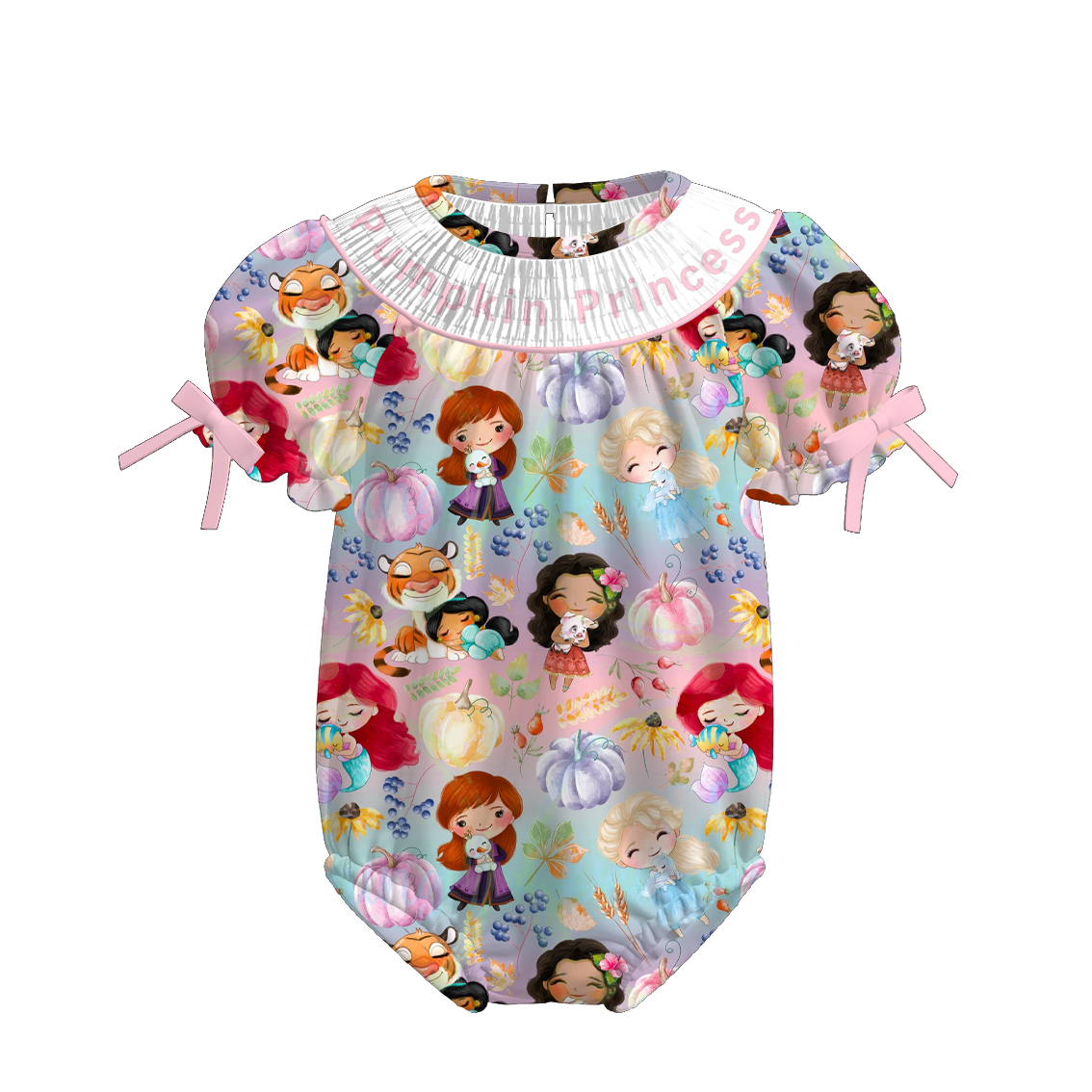 (Pre Order)Sisters Princess Embroidery Smocked Romper