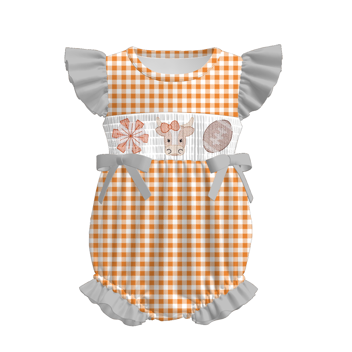 (Pre Order)Family Football Texas Embroidery Smocked Dress,Set&Romper