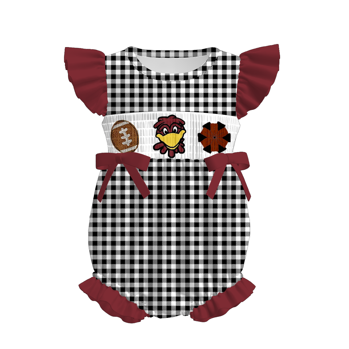 (Pre Order)Family Football USC Embroidery Smocked Dress,Set&Romper