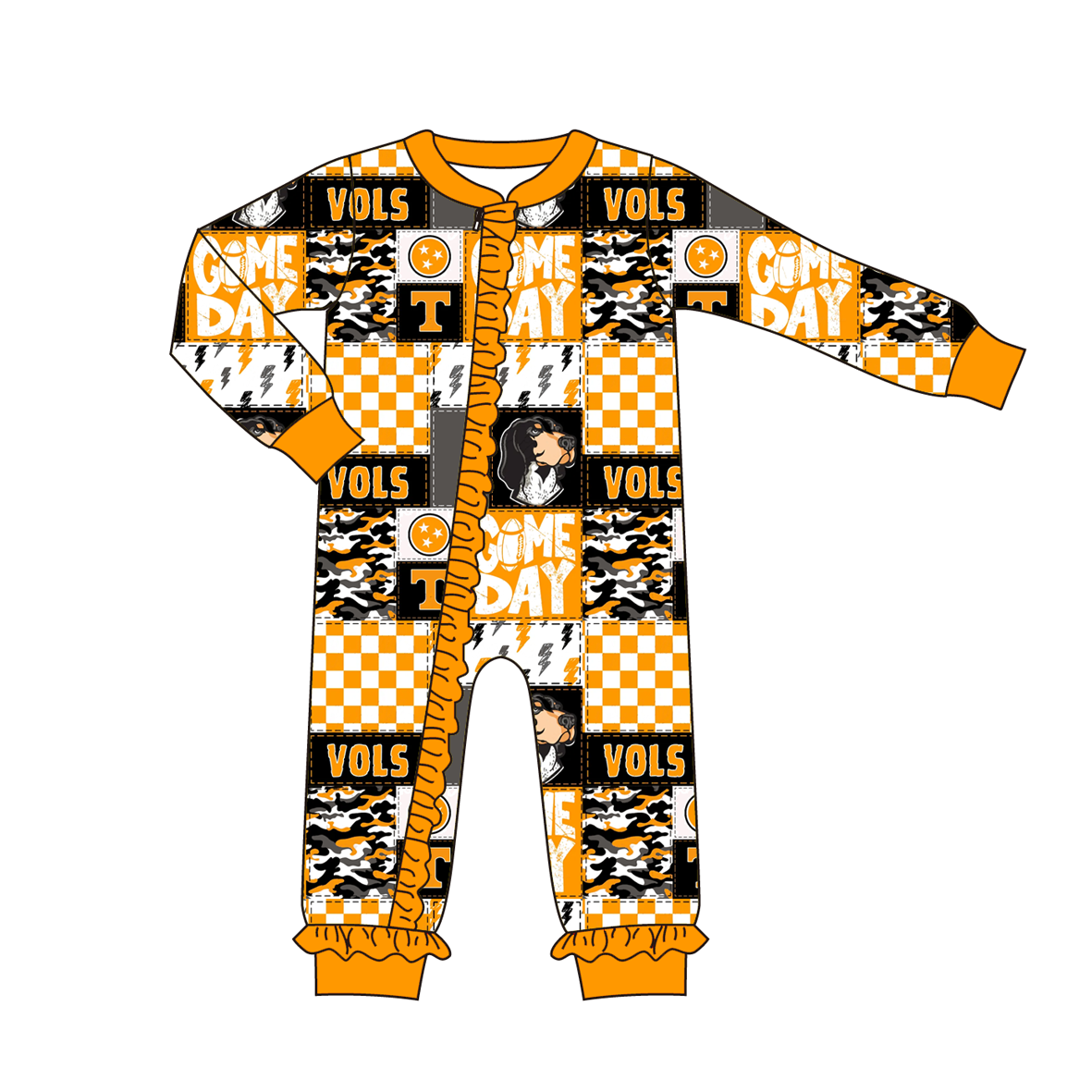(Pre Order)Family Football Tennessee Print Pajamas&Romper
