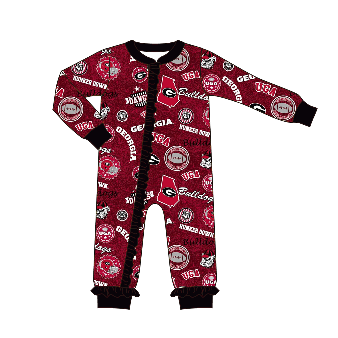 (Pre Order)Family Football Georgia Print Pajamas&Romper