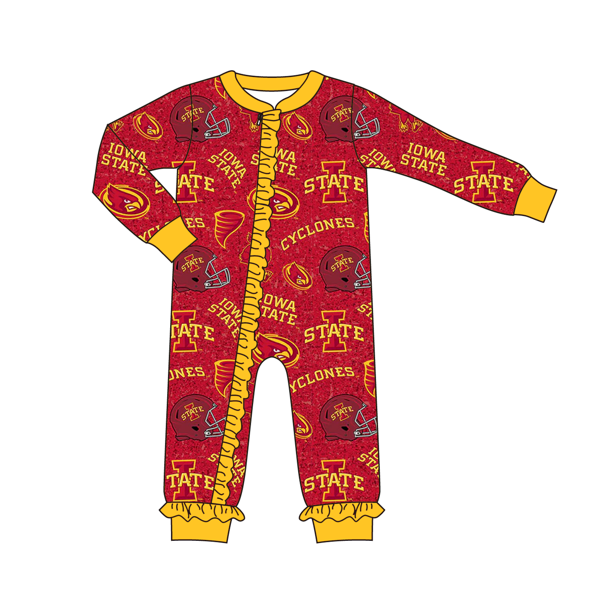 (Pre Order)Family Football Iowa Print Pajamas&Romper