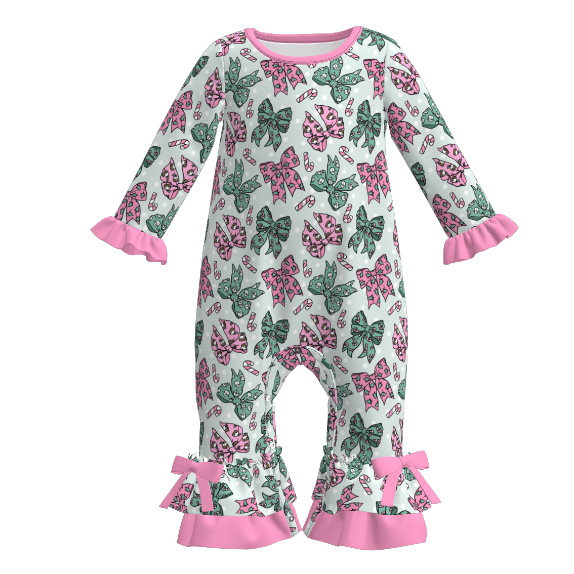 (Pre Order)Family Christmas Bow Print Pajamas&Romper