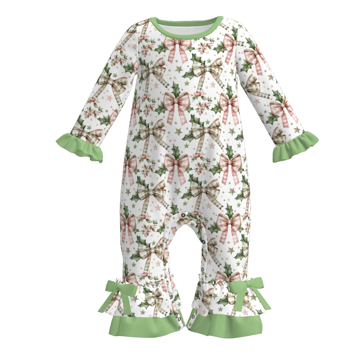 (Pre Order)Family Christmas Bow Print Pajamas&Romper