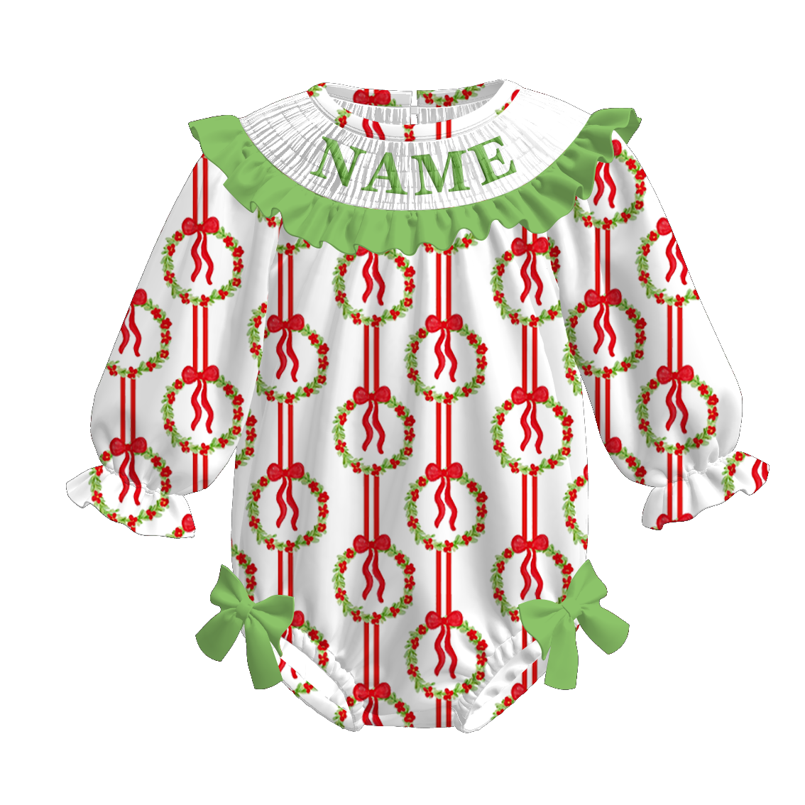(Pre Order)Sisters Christmas Embroidery Smocked Dress&Romper