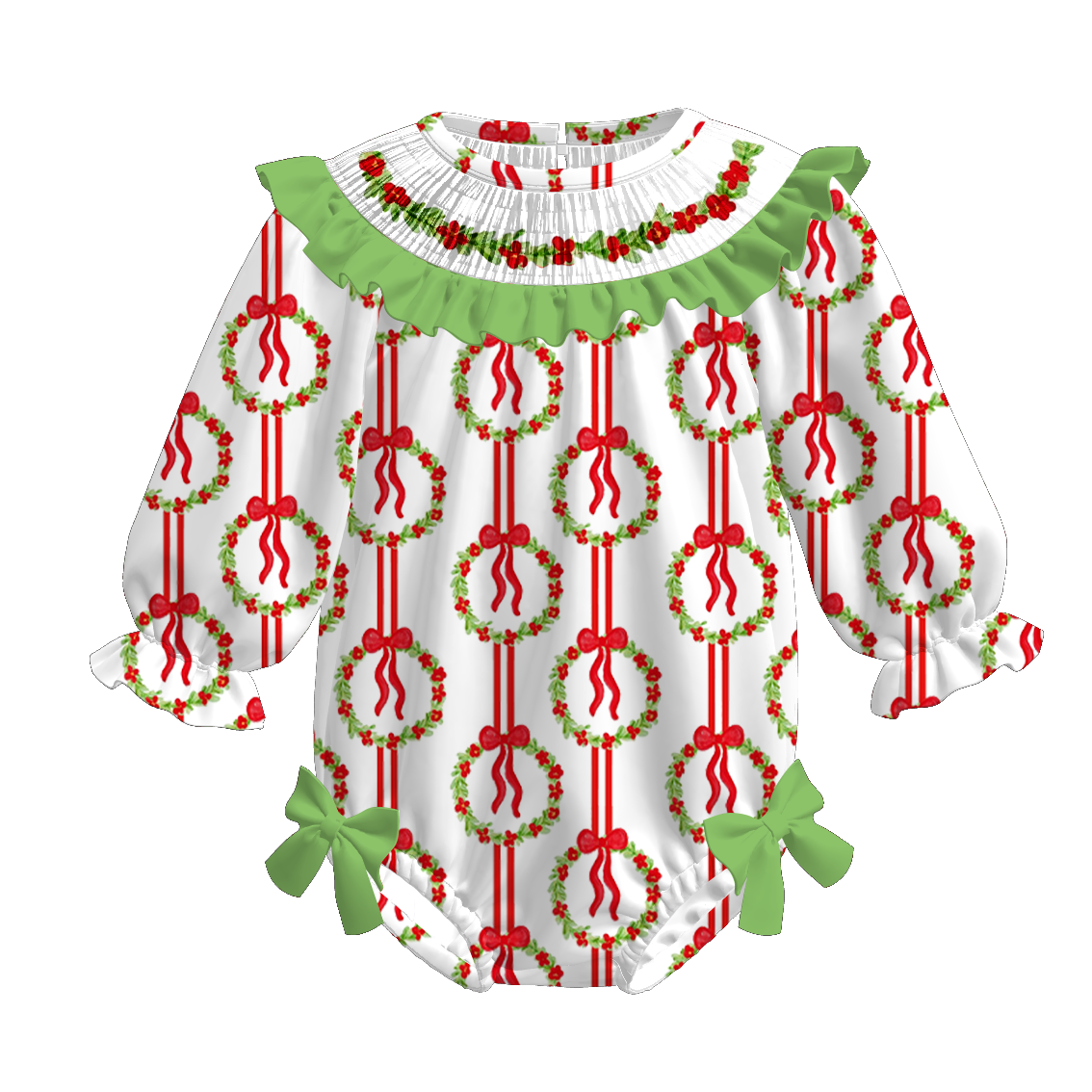 (Pre Order)Sisters Christmas Embroidery Smocked Dress&Romper