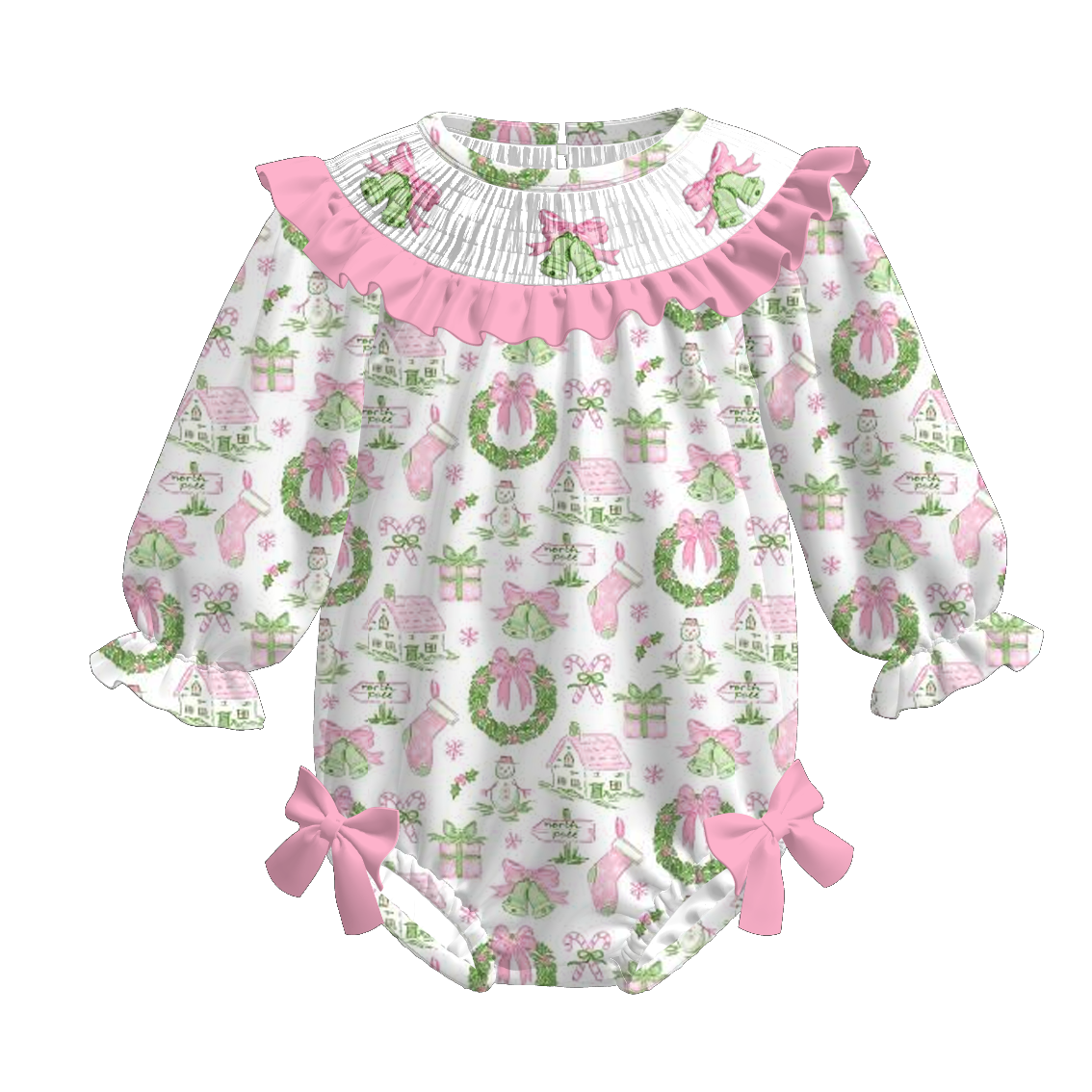 (Pre Order)Sisters Christmas Embroidery Smocked Dress&Romper