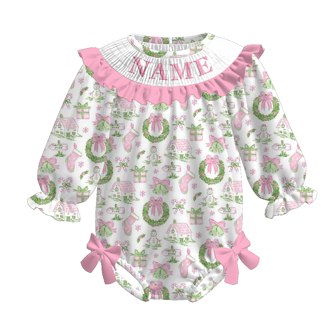(Pre Order)Sisters Christmas Embroidery Smocked Dress&Romper