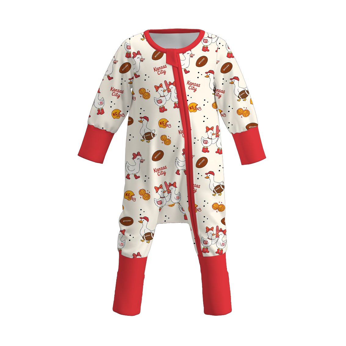 (Pre Order)Family Football Goose Print Set,Pants&Romper