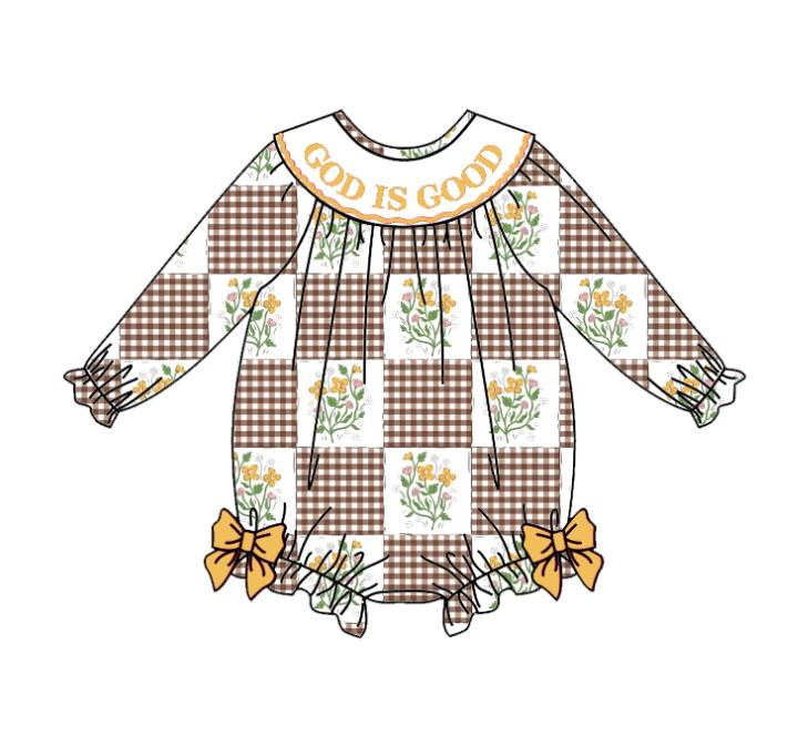 (Pre Order)Sisters Fall Floral Embroidery Smocked Dress&Romper